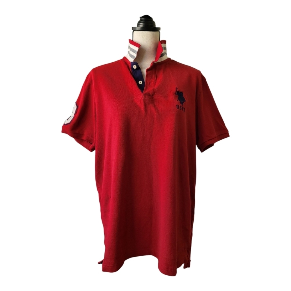 U.S‎ Polo Assn Mens Slim Fit Red Polo Shirt Large New